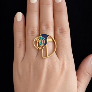 Gold plated brass lotus Ring